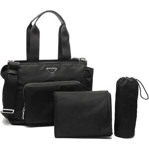 BRAND NEW PRADA RE NYLON DIAPER BABY CHANGING MAT BOTTLE BLACK TOTE BAG